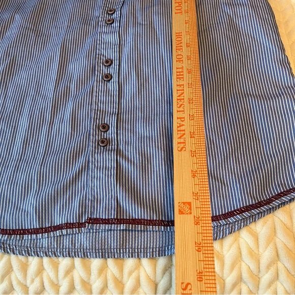 John Lennon Blue Striped Button-Up Men M Shirt White Collar Floral Embroidered - Picture 11 of 13